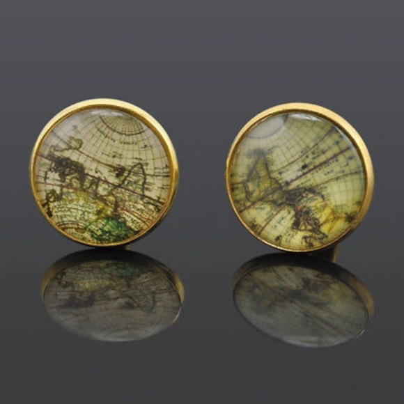 Other - Old World Map Antiqued Gold Cufflinks!